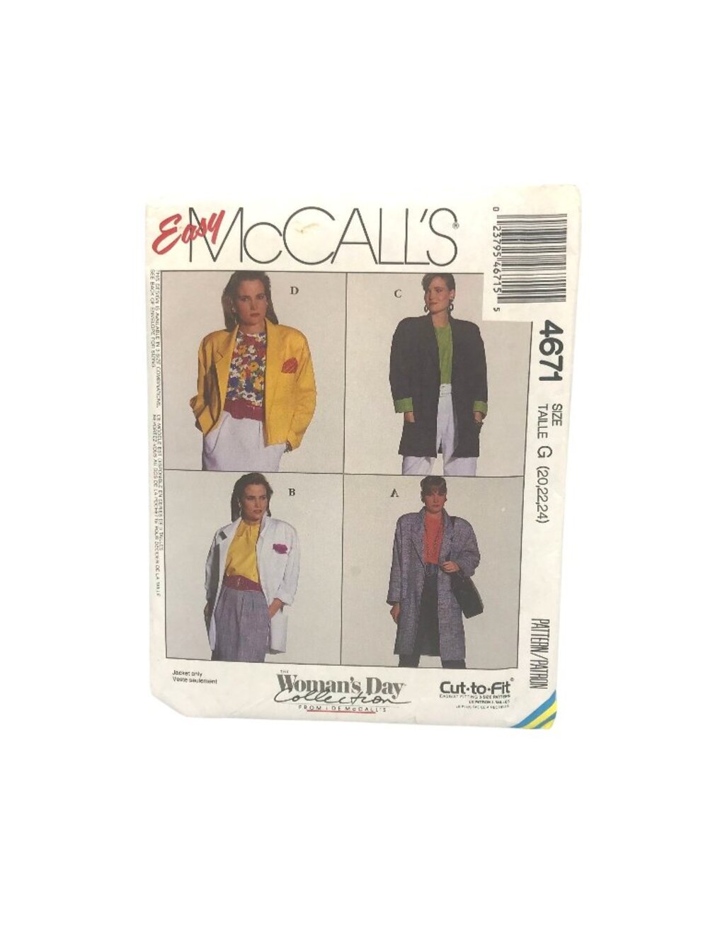 UNCUT Vintage Sewing PATTERN McCalls 4671 Misses Womans Day Collection 1990 Easy
